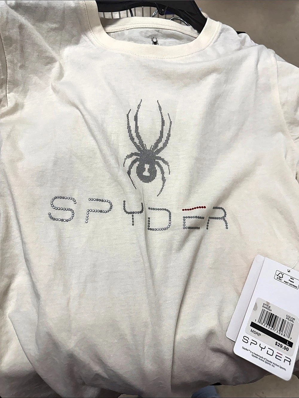 Spyder Rhinestone Spider Logo T-Shirt White Large